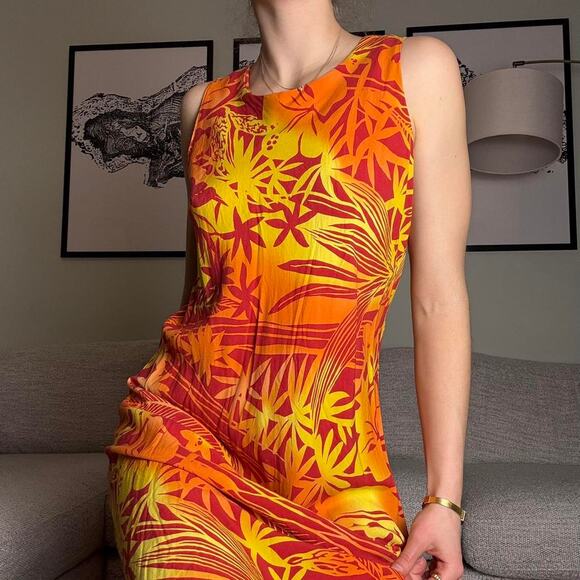 Vintage midi floral hawaiian sundress 90s y2k size medium - Picture 2 of 8